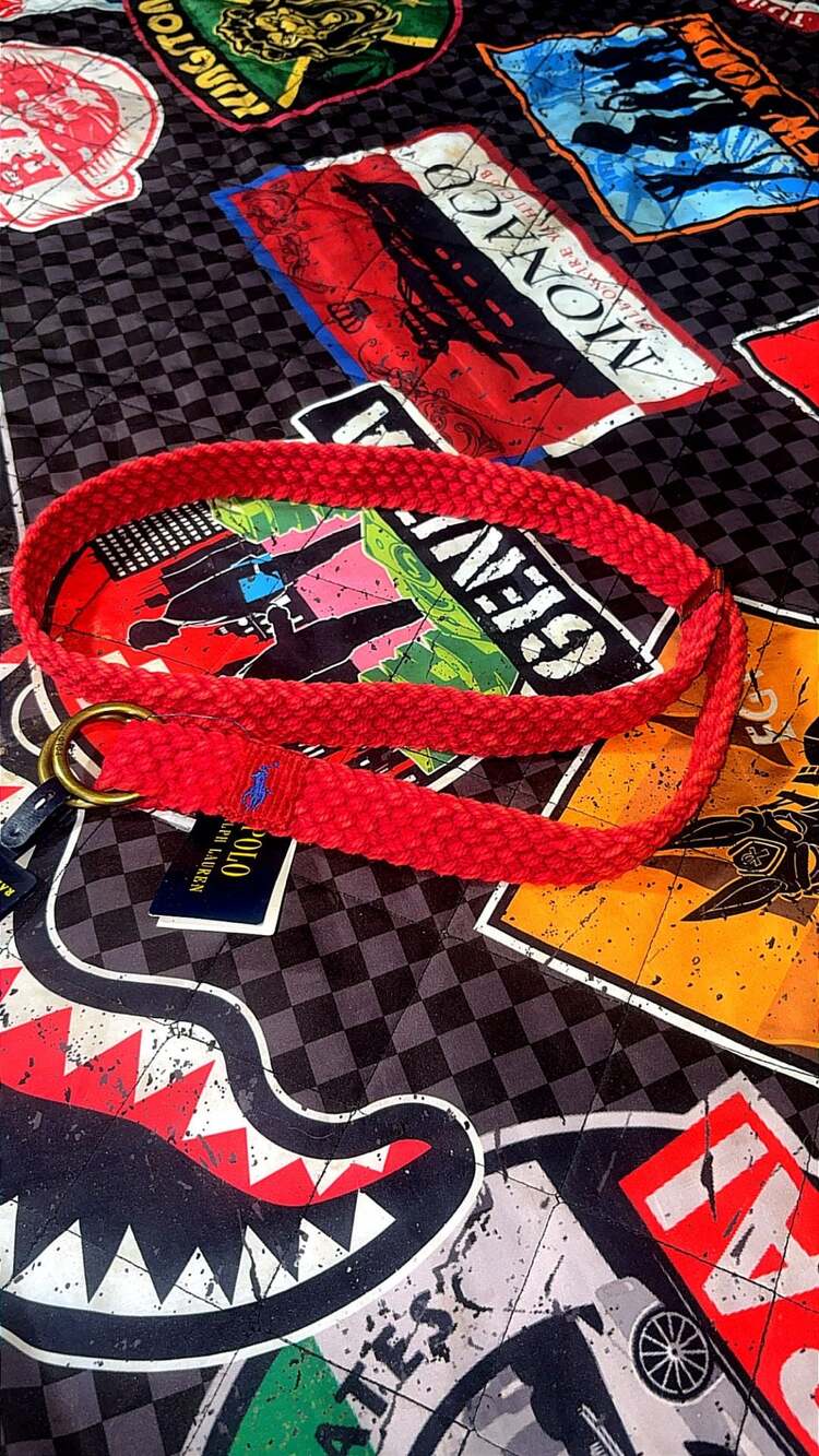 Polo Ralph Lauren Red Braided Cotton Double O-Ring Belt